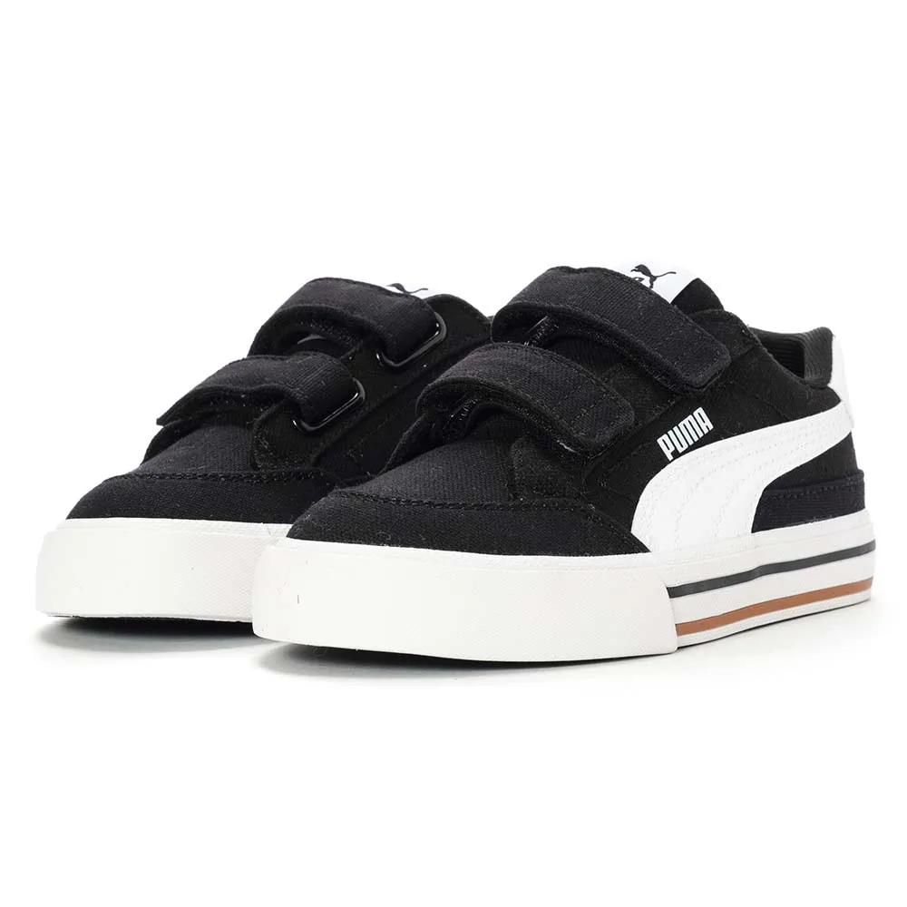 【PUMA】Court Classic Vulc FS V PS 鞋款 中童 童鞋 白鞋 休閒鞋 魔鬼氈 帆布鞋(39656003)