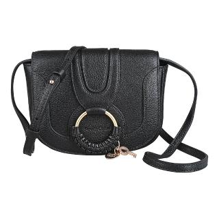 【See by Chloe’】See by Chloe’ Hana壓印英文LOGO山羊皮磁釦式肩背/斜揹包(迷你/黑)
