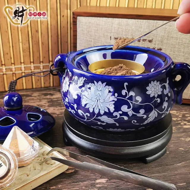 【財神小舖】電子薰香爐 雙耳景泰藍(可定時 一爐多用 手工陶瓷 開運 招財 淨化空間 拜拜香)