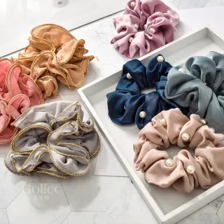 【Gulicc】髮圈 歐美款 珍珠 燙金邊 大腸圈(新年 情人節 生日 髮飾 頭飾 大腸圈 髮夾 禮物)