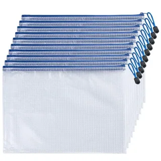 【AHOYE】A4透明文件袋 10入(收納袋 拉鍊袋 文件夾 文件袋 網眼袋)