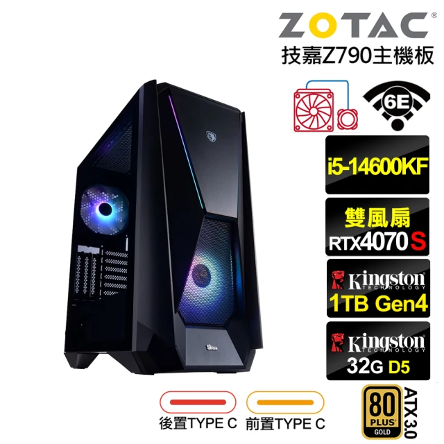 NVIDIA i5十四核RTX 4070 SUPER{銀河系ZL8BC}水冷電競電腦(i5-14600KF/技嘉Z790/32G/1TB/WIFI)