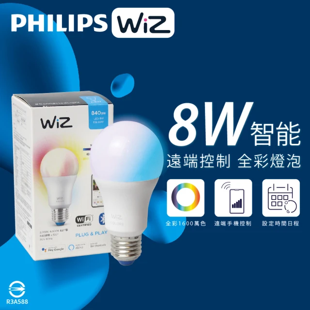 Philips 飛利浦 4入組 LED WiZ 8W 110