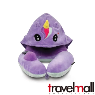 【Travelmall】專利3D按壓式充氣連帽頸枕(獨角獸)