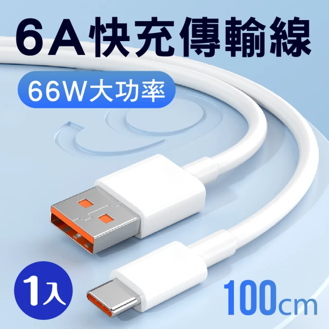 新錸家居 1M-6A手機快充電傳輸線Type-C to USB-A(100公分數據編織線)