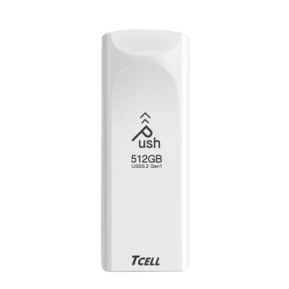 【TCELL 冠元】USB3.2 Gen1 512GB 推推隨身碟 珍珠白
