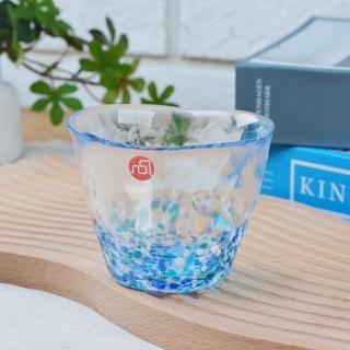 【YU Living 信歐傢居】日本進口 津輕手工玻璃杯 175ML(藍色/水杯 清酒杯)