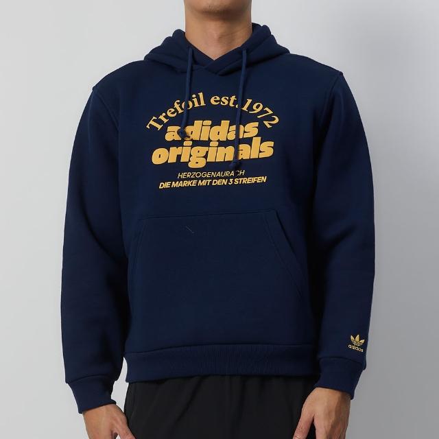 【adidas 愛迪達】GRF Hoodie 男款 深藍色 連帽 長袖 T恤 IS1419