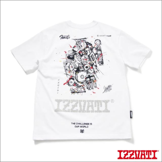 【IZZVATI】機器人塗鴉短T-白色(立體印花LOGO款)