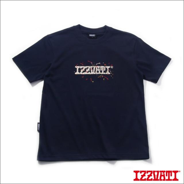 【IZZVATI】機器人塗鴉短T-藏青(立體印花LOGO款)