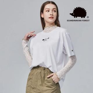 【SCANDINAVIAN FOREST 北歐小刺蝟】雙面磨毛16支純棉T-露營刺蝟(白色)