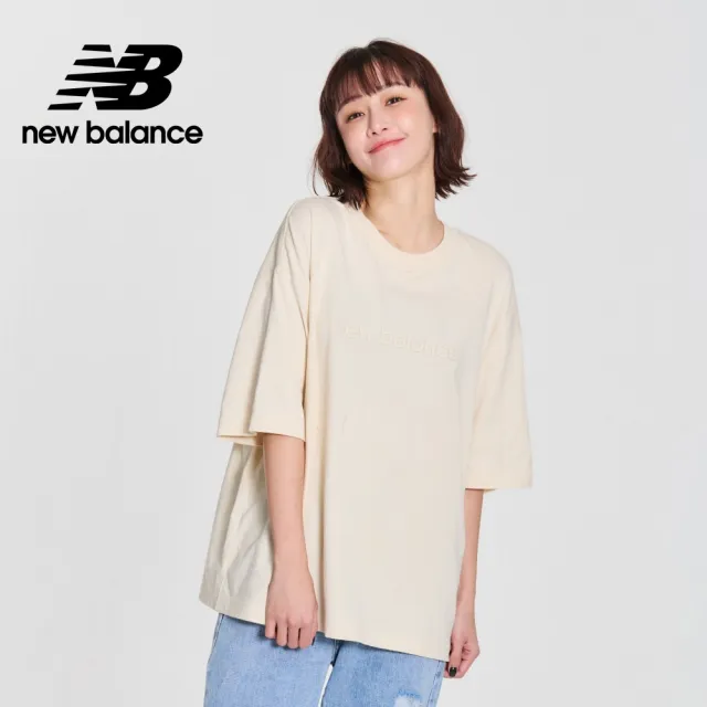 【NEW BALANCE】NB 寬鬆棉質短袖上衣_女性_杏色_WT41555LIN(美版 版型偏大)