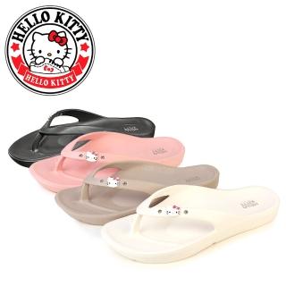 【HELLO KITTY】凱蒂貓 拖鞋 夾腳拖 浴室拖鞋 室內外 防水 輕量 臺灣製(粉紅、卡其、白色、黑色)