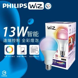 【Philips 飛利浦】2入組 LED WiZ 13W 110V APP手機控制 調光調色 智慧照明 球泡燈 全彩燈泡