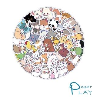 【Paper Play】創意多用途防水貼紙-可愛Q版嘆氣動物 60枚入(防水貼紙 行李箱貼紙 手機貼紙 水壺貼紙)