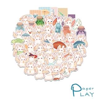 【Paper Play】創意多用途防水貼紙-可愛卡通手繪小老鼠 50枚入(防水貼紙 行李箱貼紙 手機貼紙 水壺貼紙)