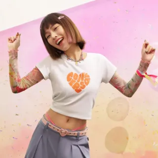 【CONVERSE】COLORFUL HEART TEE 短袖上衣 女 白色(10026369-A01)