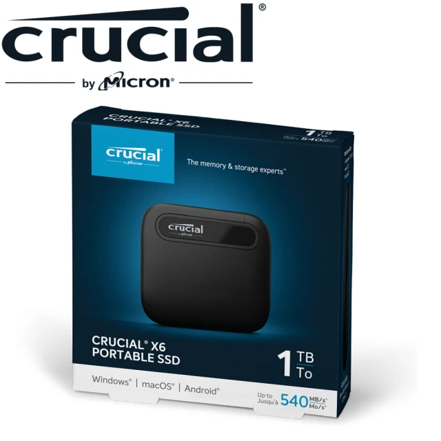 Crucial 美光 X6 1TB Type-C USB 3.2 Gen 2 外接式ssd固態硬碟(CT1000X6SSD9)