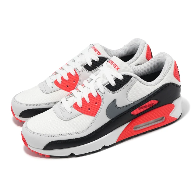 NIKE 耐吉NIKE 耐吉 休閒鞋 Air Max 90 GTX 男鞋 白 灰 紅 防水 氣墊(FD5810-101)