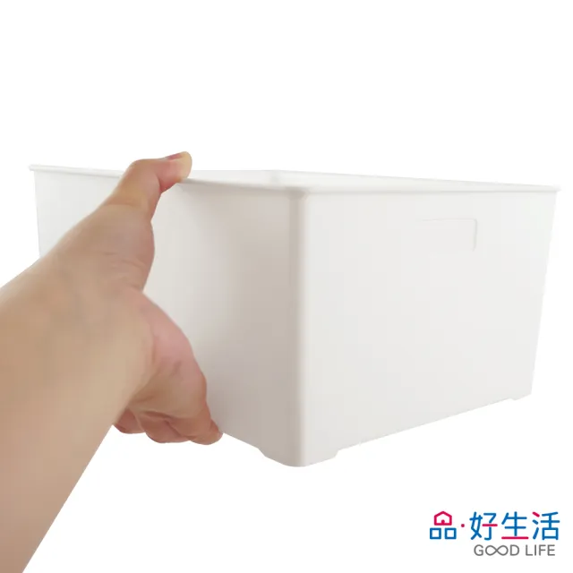 【GOOD LIFE 品好生活】日本製 純白箱型雙耳收納籃/整理箱（19x26cm）(日本直送 均一價)
