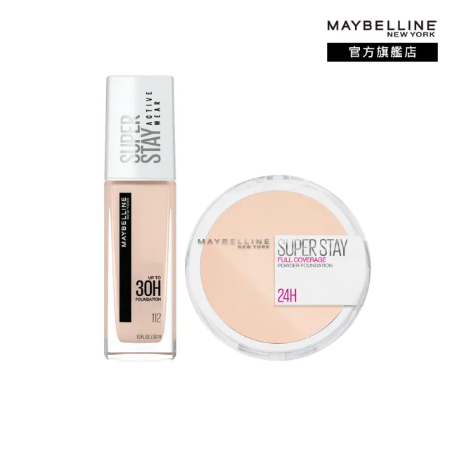 【MAYBELLINE 媚比琳】無敵特霧超持久完妝組(粉底液+粉餅)