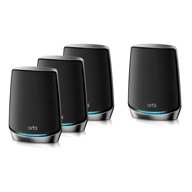 【NETGEAR】4入 ★ WiFi 6 三頻 AX6000 Mesh 2.2GHz 四核 + 1GB RAM 10G埠 路由器/分享器(Orbi RBK863SB)