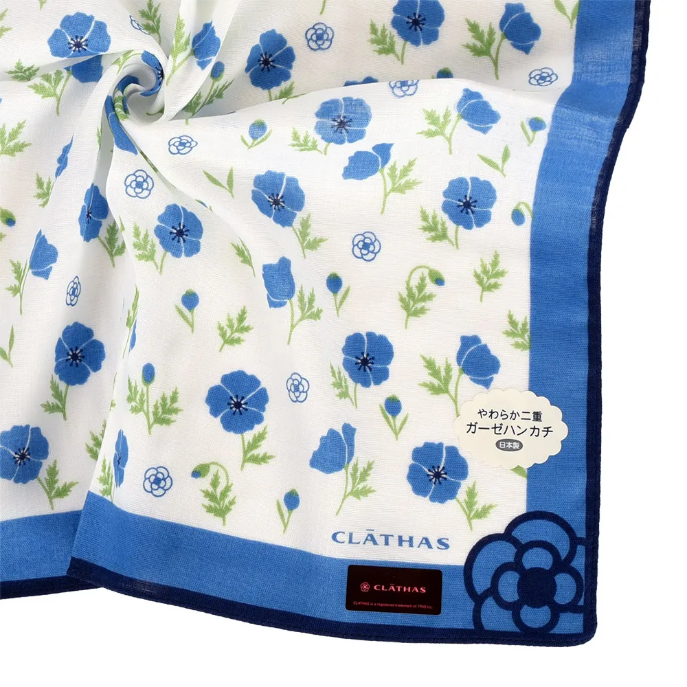 CLATHAS】山茶花與小碎花純綿帕巾(藍色) - momo購物網- 好評推薦-2024年5月