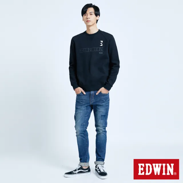 【EDWIN】男裝 E-FUNCTION立體厚長袖T恤(黑色)