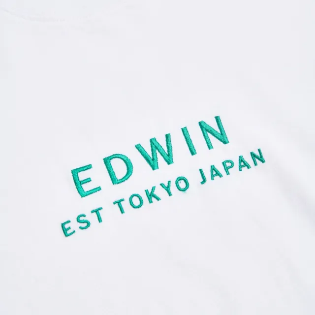 【EDWIN】男裝 簡約刺繡印花短袖T恤(白色)