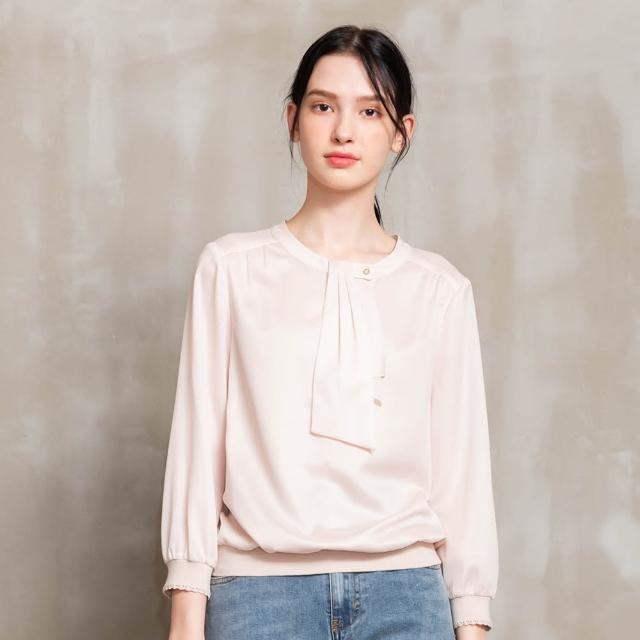 【perng yuh 芃諭名品】柔和啞光 領飾 縮口 雪紡上衣(2024 SS Collection｜3A春夏系列)