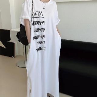 【ONEY 歐妮】★休閒簡約開岔連身裙(女上衣/短袖/休閒)