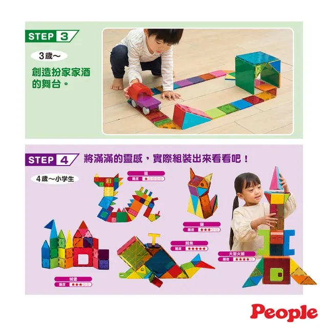【People】益智磁性積木BASIC系列-豪華智育組合(1.5歲- / 磁力片)