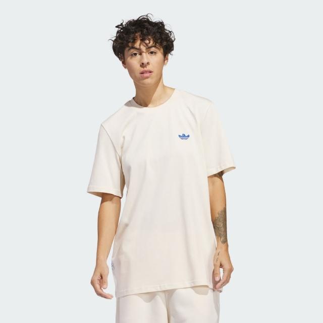 【adidas 愛迪達】上衣 男款 短袖上衣 運動 三葉草 SHMOO FTHR TEE 米白 IU0103