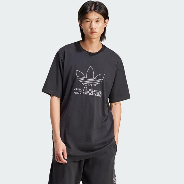 【adidas 愛迪達】上衣 男款 短袖上衣 OUTL TREF TEE 黑 IU2347