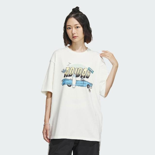 【adidas 愛迪達】上衣 女款 短袖上衣 運動 亞規 SMR GFX TEE SS 白 IW6296