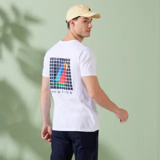 【NAUTICA】男裝 立體馬賽克帆船圖騰短袖T恤(白色)