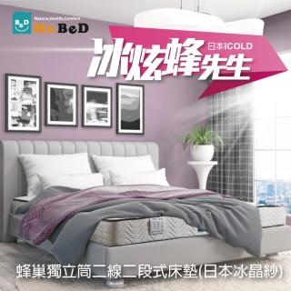 【Mr.BeD 倍得先生】冰炫蜂先生日本冰晶紗涼感蜂巢獨立筒床墊(單人加大)