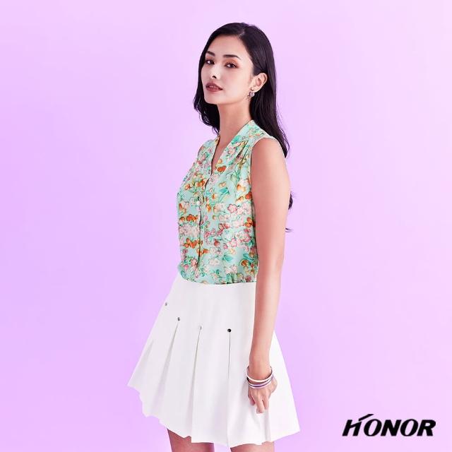【HONOR 山形屋】鉚釘百褶後拉鍊短裙