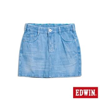 【EDWIN】女裝 迦績JERSEYS 超特彈力丹寧短裙(拔淺藍)