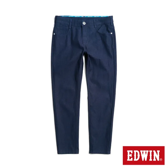【EDWIN】男裝 加大碼 冰河玉斜紋 迦績JERSEYS 超彈力極窄丹寧直筒褲(原藍色)
