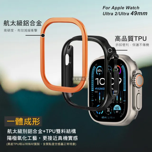 航空合金 耐衝擊 Apple Watch Ultra 2/Ultra 49mm 二合一雙料殼邊框保護殼