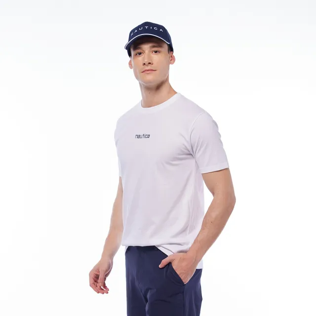 【NAUTICA】男裝 俏皮幾何圖騰LOGO短袖T恤(白色)