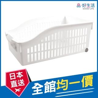 【GOOD LIFE 品好生活】日本製 純白寬型斜口附滑輪收納籃（20.5x30.5cm）(日本直送 均一價)