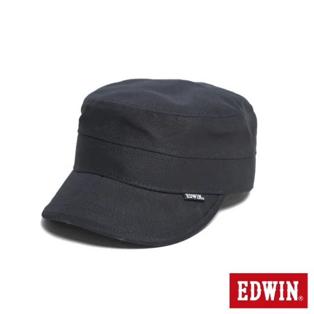 【EDWIN】男女裝 短簷軍帽(黑色)