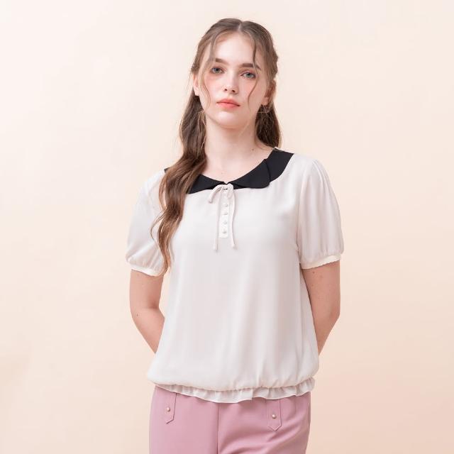 【perng yuh 芃諭名品】輕俏蘊柔 雙層翻領 雪紡上衣(2024 SS Collection｜3A春夏系列)