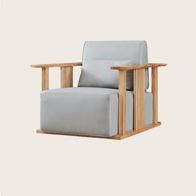 橙家居·家具 /預購/侘寂系列實木單人軟包沙發 SSX-W6