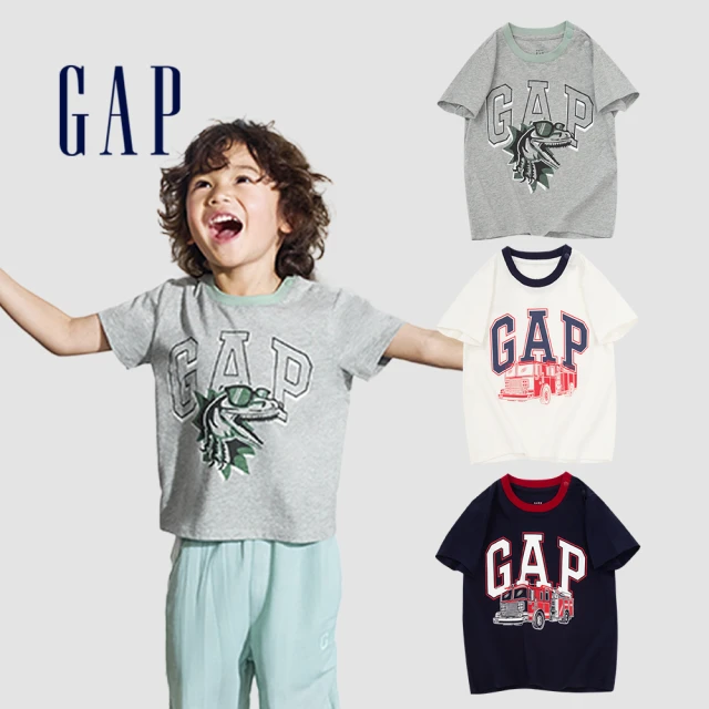 【GAP】男幼童裝 Logo純棉印花圓領短袖T恤-多色可選(890978)