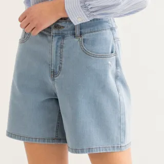 【Arnold Palmer 雨傘】女裝-涼感彈性顯瘦牛仔短褲(淺藍色)