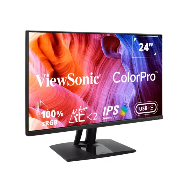 【ViewSonic 優派】VP2456 24型 IPS  60Hz 專業廣色域螢幕(內建喇叭/可旋轉/升降腳架/Type-C/100%sRGB)