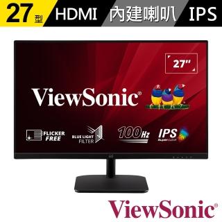 【ViewSonic 優派】(2入組)VA2732-MH 27型 IPS 100Hz 護眼電腦螢幕(內建喇叭/1ms)